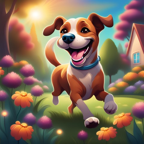 Happy family with dog